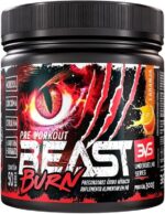 3VS Nutrition Pré-Workout Beast Burn 300g – Suplemento Pré-Treino Fórmula Única com Cafeína, Beta Alanina, L-Carnitina, Citrulina, Morosil® e Cúrcuma – 50 Doses 300gr Sabor Laranja
