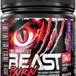 3VS Nutrition Pré-Workout Beast Burn 300g – Suplemento Pré-Treino Fórmula Única com Cafeína, Beta Alanina, L-Carnitina, Citrulina, Morosil® e Cúrcuma – 50 Doses 300gr Sabor Uva
