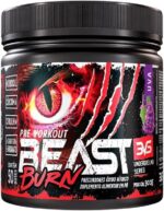 3VS Nutrition Pré-Workout Beast Burn 300g – Suplemento Pré-Treino Fórmula Única com Cafeína, Beta Alanina, L-Carnitina, Citrulina, Morosil® e Cúrcuma – 50 Doses 300gr Sabor Uva