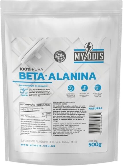 Beta Alanina 500g - 100% Pura Importada - em Pó - Myódis