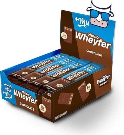 Chocowheyfer, Mais Mu, Wafer Proteico Sabor Chocolate, 6g de Proteína, Zero Açúcar, Display com 12 Unidades