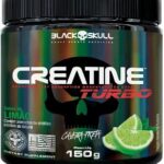 Creatine Turbo BlackSkull - Creatina Monohidratada em pó, com carboidrato para melhor absorção e performance (150g Pote, Limão)