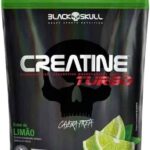 Creatine Turbo BlackSkull - Creatina Monohidratada em pó, com carboidrato para melhor absorção e performance (300g Refil, Limão)