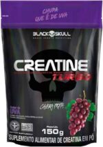 Creatine Turbo BlackSkull - Creatina Monohidratada em pó, com carboidrato para melhor absorção e performance (150g Refil, Uva)