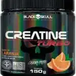 Creatine Turbo BlackSkull - Creatina Monohidratada em pó, com carboidrato para melhor absorção e performance (300g Pote, Laranja)