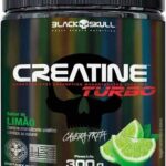 Creatine Turbo BlackSkull - Creatina Monohidratada em pó, com carboidrato para melhor absorção e performance (300g Pote, Limão)