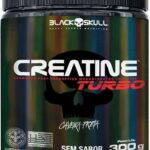 Creatine Turbo BlackSkull - Creatina Monohidratada em pó, com carboidrato para melhor absorção e performance (300g Pote, Sem sabor)