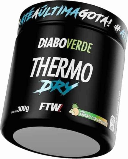 FTW Diabo Verde Termogênico Thermo Dry Suplemento Alimentar em Pó com Extratos Vegetais, Fórmula Solúvel com Chá Verde, Hibisco e Gengibre - Pote 300g (Sabor - Abacaxi com Gengibre)