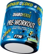 FTW Pré-Treino Diabo Verde Diploko em Pó com Cafeína, Aminoácidos Beta‑Alanina e Arginina para Treinos e Atividades Físicas - Pote 300 g (Blueberry Radioativo)