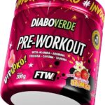 FTW Pré-Treino Diabo Verde Diploko em Pó com Cafeína, Aminoácidos Beta‑Alanina e Arginina para Treinos e Atividades Físicas - Pote 300 g (Morango Atômico)