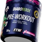 FTW Pré-Treino Diabo Verde em Pó com Cafeína, Aminoácidos Beta‑Alanina e Arginina para Treinos e Atividades Físicas - Pote 300 g (Bala de Framboesa)