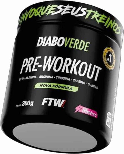 FTW Pré-Treino Diabo Verde em Pó com Cafeína, Aminoácidos Beta‑Alanina e Arginina para Treinos e Atividades Físicas - Pote 300 g (Energético)