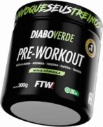 FTW Pré-Treino Diabo Verde em Pó com Cafeína, Aminoácidos Beta‑Alanina e Arginina para Treinos e Atividades Físicas - Pote 300 g (Limão)