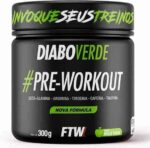 FTW Pré-Treino Diabo Verde em Pó com Cafeína, Aminoácidos Beta‑Alanina e Arginina para Treinos e Atividades Físicas - Pote 300 g (Maça Verde)