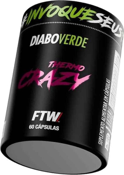 FTW Thermo Crazy Pote 60 Cáps Termogênico e Energia Cafeína e Taurina - Diabo Verde