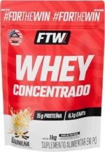 FTW Whey Concentrado com Proteína Concentrada WPC, Suplemento Alimentar em Pó com 15g de Proteína por Porção, Rico em Aminoácidos Essenciais, Sem Glúten – Refil 1KG (Baunilha) - Imagem 3