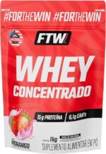 FTW Whey Concentrado com Proteína Concentrada WPC, Suplemento Alimentar em Pó com 15g de Proteína por Porção, Rico em Aminoácidos Essenciais, Sem Glúten – Refil 1KG (Morango) - Imagem 3