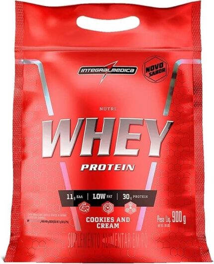 Integralmedica - Hipercalórico - Nutri Whey Protein Cookies & Cream - Pouch 900g - Fonte de Proteínas e Carboidratos - Suplemento Alimentar, Ganho Muscular e Recuperação Pós-Treino - Super Mass Gainer