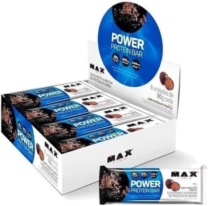Max Titanium Power Protein Bar (8 Unid - 90G) - Sabor Dark Chocolate Truffle