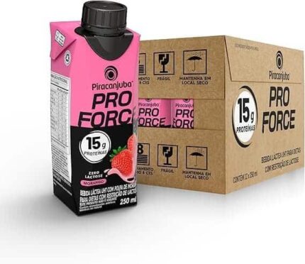 Piracanjuba ProForce 15g de Proteínas Zero Lactose Sabor Morango - 12 Unidades de 250ml