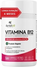 Vitamina B12 Ativa (metilcobalamina) Longa Duração 4 Meses de Uso, Cápsulas Vegana, 120 Cápsulas,Fortalvit