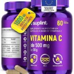 Vitamina C 1000 mg por Dia (2 Cápsulas) | Suplemento Vitamínico | Cápsulas Veganas, Sem Glúten e Não Transgênico – 60 Cápsulas