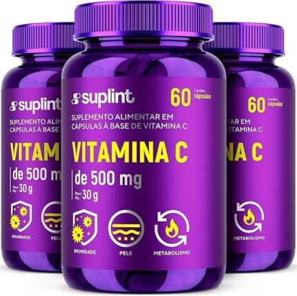 Vitamina C 1000 mg por Dia (2 Cápsulas) | Suplemento Vitamínico | Cápsulas Veganas, Sem Glúten e Não Transgênico – 60 Cápsulas (3 Pack)
