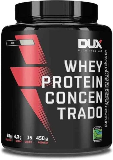 Whey Protein Concentrado Coco Pote 450g – Contribui para o Ganho Muscular Hipertrofia – Dux Human Health