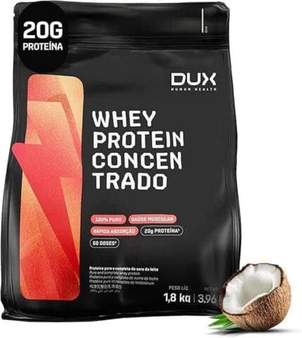 Whey Protein Concentrado Coco Refil 1.8kg – Contribui Para o Ganho Muscular Hipertrofia – Dux Human Health