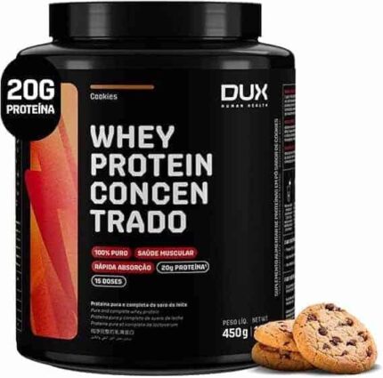 Whey Protein Concentrado Cookies Pote 450g – Contribui para o Ganho Muscular Hipertrofia – Dux Human Health