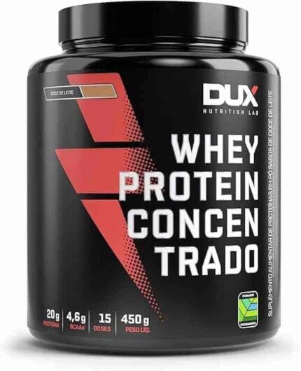 Whey Protein Concentrado Doce de Leite Pote 450g – Contribui para o Ganho Muscular Hipertrofia – Dux Human Health
