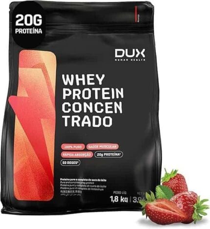 Whey Protein Concentrado Morango Refil 1.8kg – Contribui Para o Ganho Muscular Hipertrofia – Dux Human Health