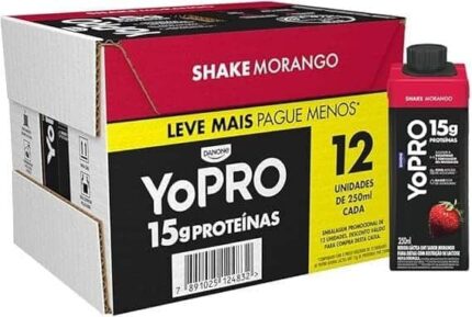 YoPRO Bebida Láctea UHT Morango 15g de proteínas 250ml - 12 unidades